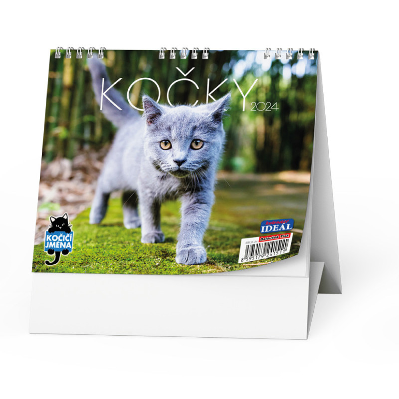 Stolní kalendář 2024 IDEÁL - Kočky /s kočičími jmény