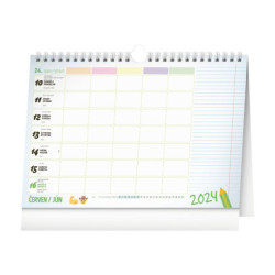 Nástěnný i stolní kalenář 2024 Školní plánovací kalendář s háčkem