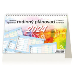 Stolní i nástěnný kalendář 2024 - Týdenní rodinný plánovací kalendář 