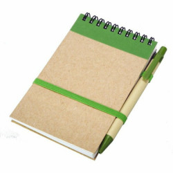 KRAFT zápisník s čistými stranami 90x140 / 140 stran s propiskou, zelená/béžová