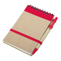 KRAFT zápisník s čistými stranami 90x140 / 140 stran s propiskou, červená/béžová