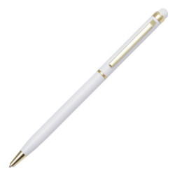 TOUCH TIP GOLD kovové kuličkové pero se stylusem, bílá