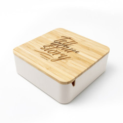 VANITY BOX krabička s bambusovým víkem, hnědá