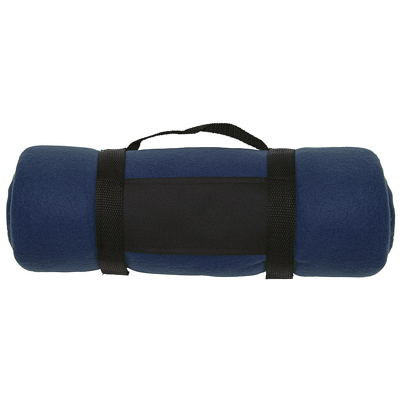 BÁRA Fleecová deka s popruhem přes rameno, tmavě modrá