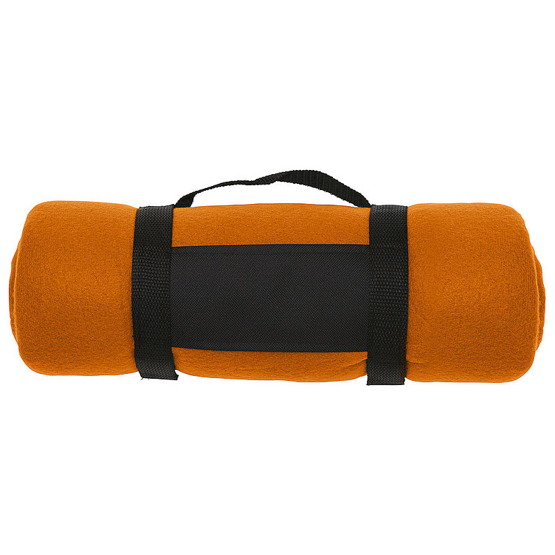 BÁRA Fleecová deka s popruhem přes rameno, oranžová