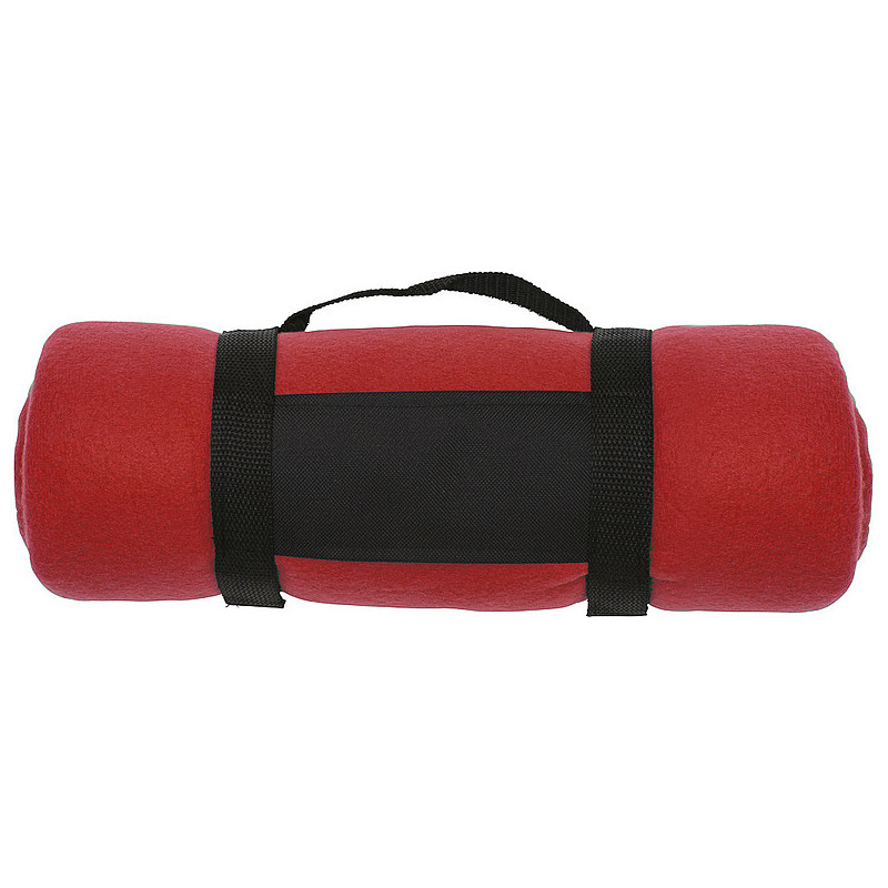 BÁRA Fleecová deka s popruhem přes rameno, červená
