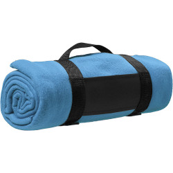 BÁRA Fleecová deka s popruhem přes rameno, světle modrá