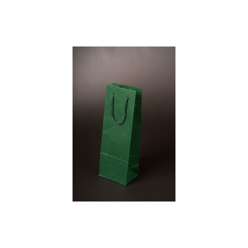 VINNIE Papírová taška na láhev vína 12x39x9 cm, zelená