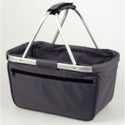 BERNARD Skládací nákupní košík s kapsou na zip, šedý