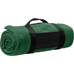 BÁRA Fleecová deka s popruhem přes rameno, zelená