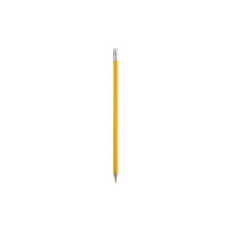 GORETA Dřevěná tužka s gumou, žlutá