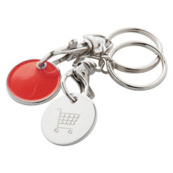 SERINO Kovový přívěsek na klíče s žetonem do nákupního vozíku, červený