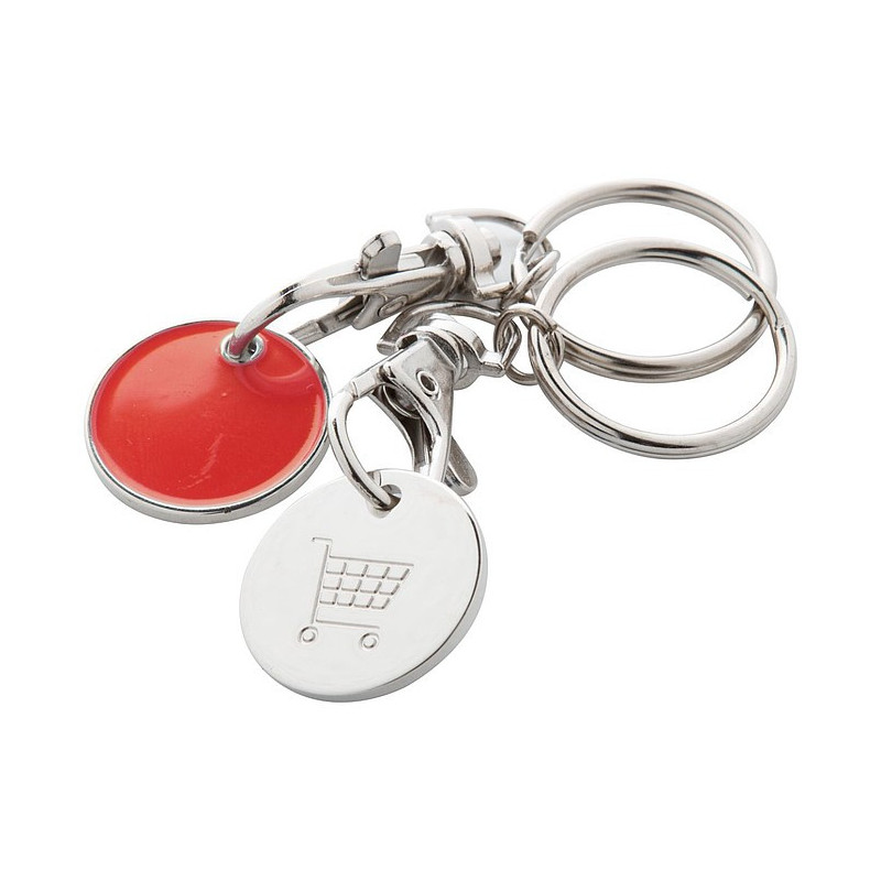 SERINO Kovový přívěsek na klíče s žetonem do nákupního vozíku, červený
