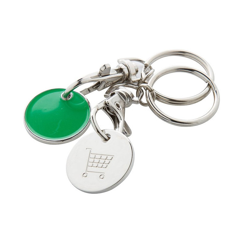 SERINO Kovový přívěsek na klíče s žetonem do nákupního vozíku, zelený