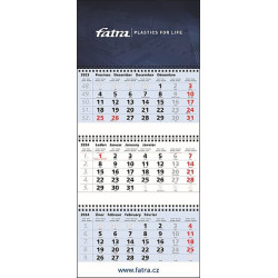 Tříměsíční maxi nástěnný kalendář 2024, modrý
