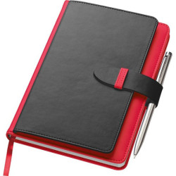 SMARTER Poznámkový blok A5 s kapsičkami na pero a vizitky, červený