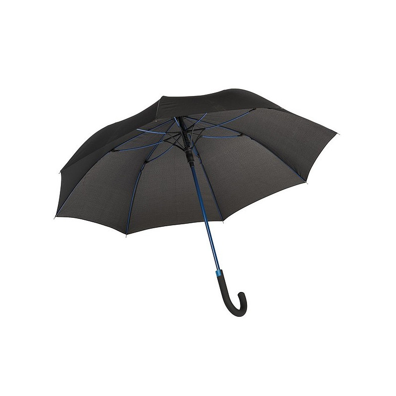 TELAMON Automatický holový deštník s pogumovanou rukojetí, černý s modrou konstrukcí