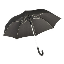 TELAMON Automatický holový deštník s pogumovanou rukojetí, černý s bílou konstrukcí