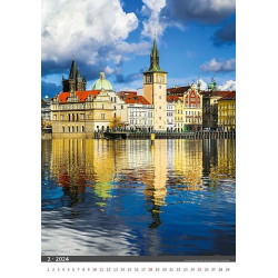 Praha 2024, nástěnný kalendář, prodloužená záda