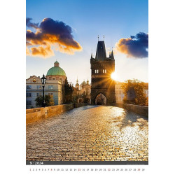 Praha 2024, nástěnný kalendář, prodloužená záda