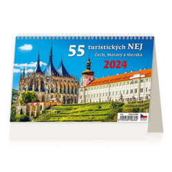 55 turistických nej Čech, Moravy a Slezska 2024, stolní kalendář