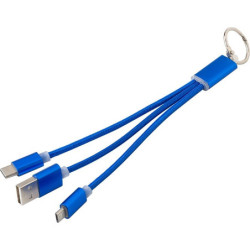 DOMODOS Nabíjecí kabely 3v1 s kroužkem na klíče, modré