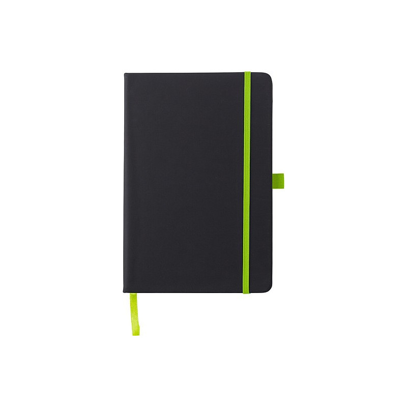 BARTAMUR Zápisník A5 s tvrdými černými deskami a barevnou gumičkou, zelený
