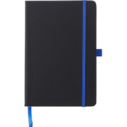 BARTAMUR Zápisník A5 s tvrdými černými deskami a barevnou gumičkou, kobaltově modrý