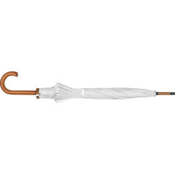 PERIL Automatický deštník s dřevěnou rukojetí, RPET, bílý