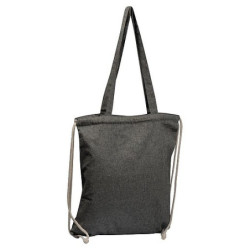 BAVLNA Bavlněná nákupní taška z recyklované bavlny se stahovacími šňůrkami, černá
