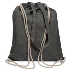 BAVLNA Bavlněná nákupní taška z recyklované bavlny se stahovacími šňůrkami, černá