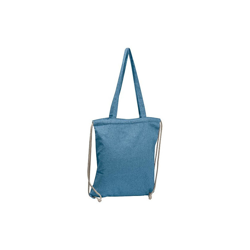 BAVLNA Bavlněná nákupní taška z recyklované bavlny se stahovacími šňůrkami, modrá