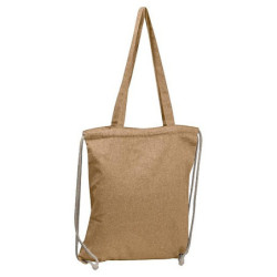 BAVLNA Bavlněná nákupní taška z recyklované bavlny se stahovacími šňůrkami, béžová