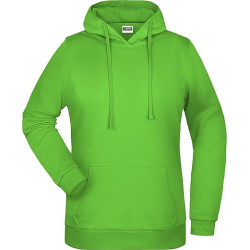 Dámská mikina s kapucí James Nicholson sweat hoodie women, jasně zelená, vel. XS