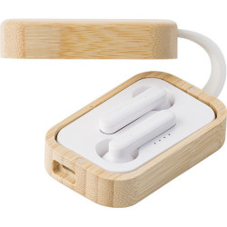RAVENA Bezdrátová sluchátka v bambusové krabičce