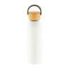 SANGAY Hliníková sportovní láhev s bambusovým víčkem, 600 ml, bílá