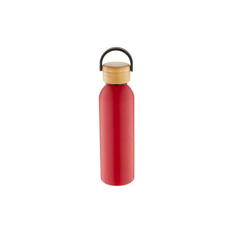 SANGAY Hliníková sportovní láhev s bambusovým víčkem, 600 ml, červená