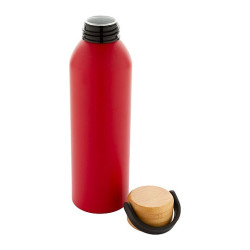 SANGAY Hliníková sportovní láhev s bambusovým víčkem, 600 ml, červená