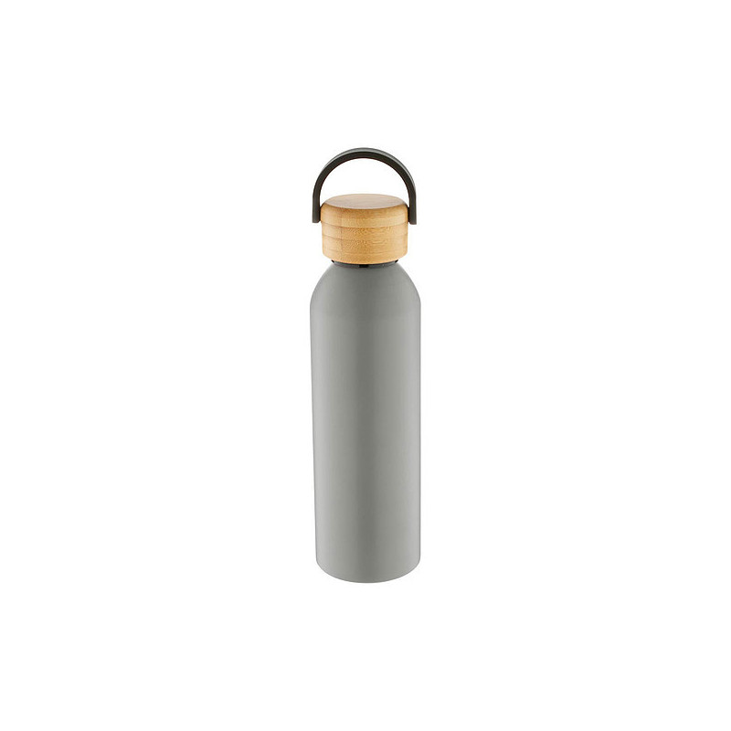 SANGAY Hliníková sportovní láhev s bambusovým víčkem, 600 ml, šedá