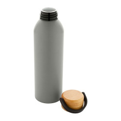 SANGAY Hliníková sportovní láhev s bambusovým víčkem, 600 ml, šedá