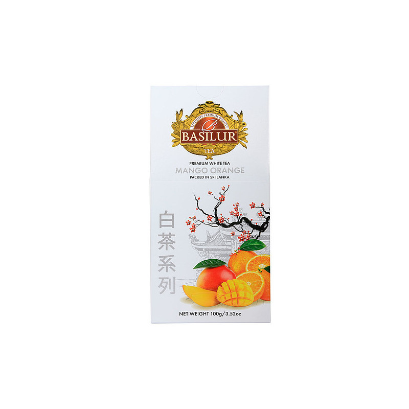 ZURIA- BASILUR White Tea Mango Orange papír 100g - Bílý čaj, ochucený, aromatizovaný, sypaný 100g