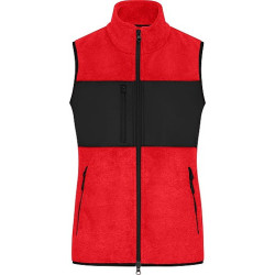Dámská fleecová vesta James & Nicholson, červená, XS