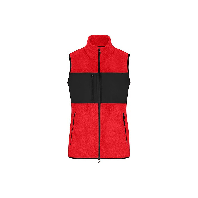 Dámská fleecová vesta James & Nicholson, červená, XL