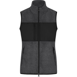 Dámská fleecová vesta James & Nicholson, melírovaná tmavě šedá, XS