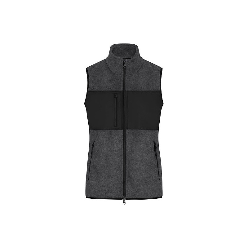Dámská fleecová vesta James & Nicholson, melírovaná tmavě šedá, XS