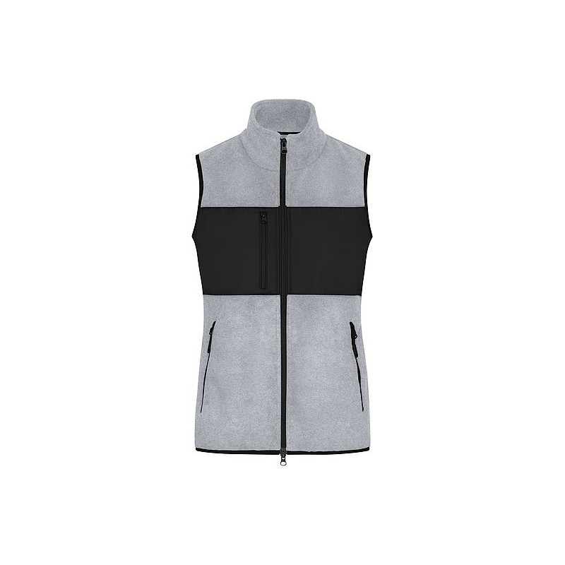 Dámská fleecová vesta James & Nicholson, melírovaná světle šedá, XS