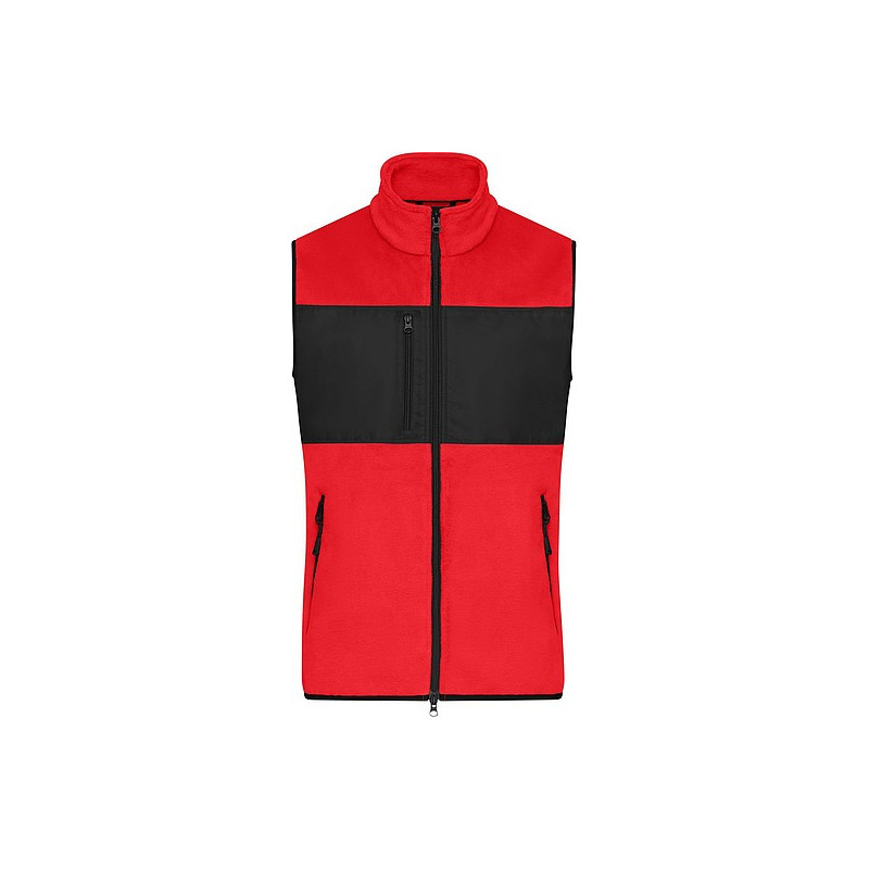 Pánská fleecová vesta James & Nicholson, červená, XL