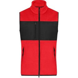 Pánská fleecová vesta James & Nicholson, červená, 3XL