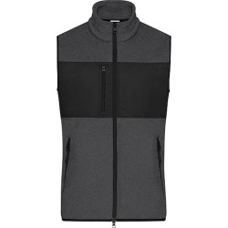 Pánská fleecová vesta James & Nicholson, melírovaná tmavě šedá, XL