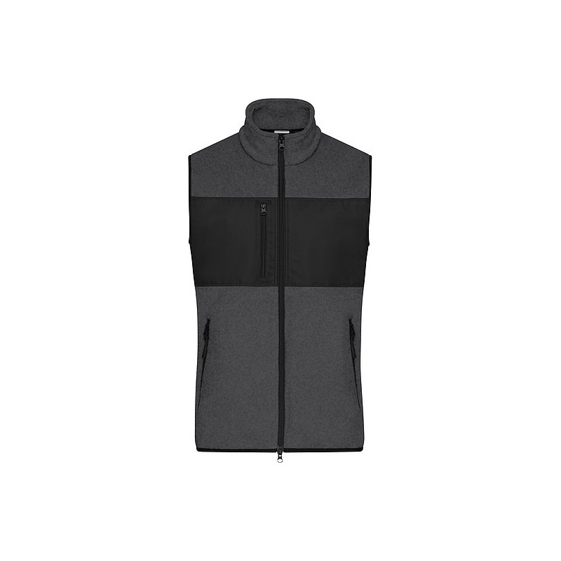 Pánská fleecová vesta James & Nicholson, melírovaná tmavě šedá, XL